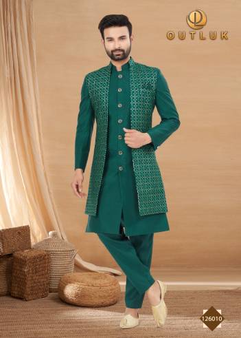 OUTLOOK VOL-126 BY OUTLOOK WEDDING KURTA PAYJAMA WITH JACKET MENS WEAR WHOLESALER IN INDIA